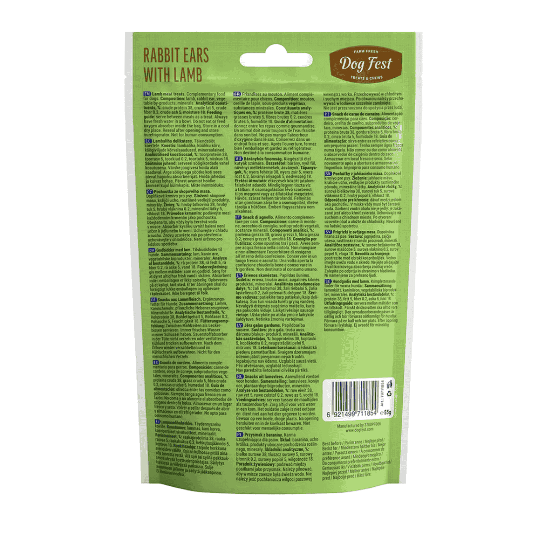 Dog Fest Rabbit Ears with Lamb for Mini-Dogs – 55g (1.94oz)