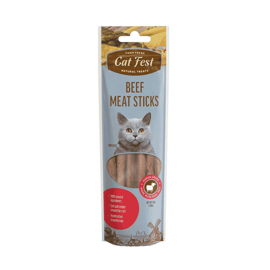 Cat Fest Beef Meat Sticks for Cats – 45g Tasty Chewy Treats