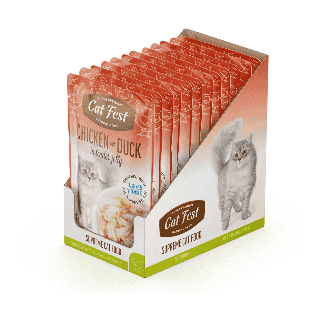 Cat Fest Chicken & Duck in Jelly Wet Cat Food for Adults