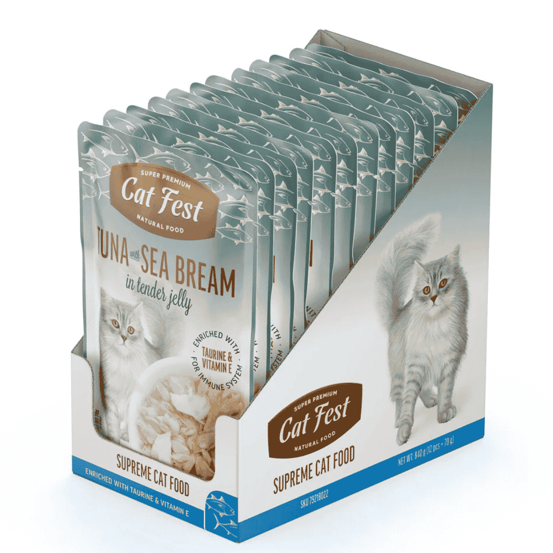 Cat Fest Tuna With Sea Bream In Tender Jelly For Cats
