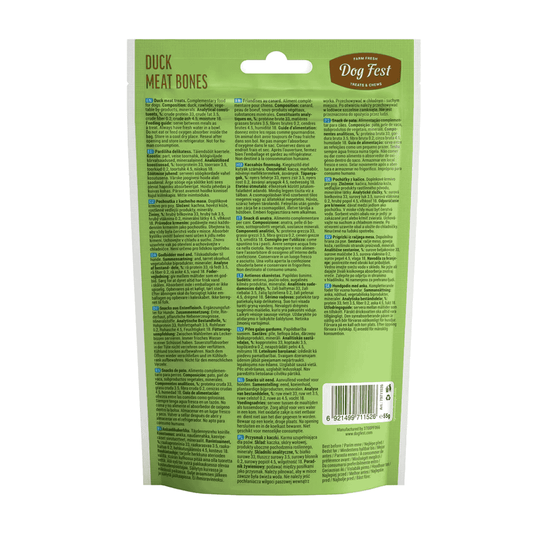 Dog Fest Duck Meat Bones for Mini-Dogs - 55g (1.94 oz)