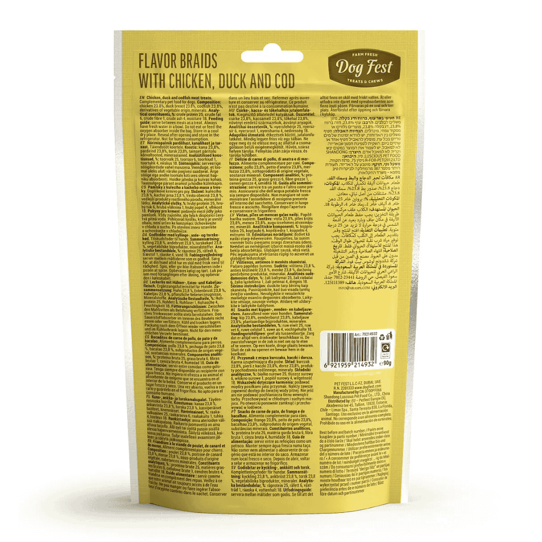 Dog Fest Flavor Braids with Chicken, Duck, and Fish - 90g