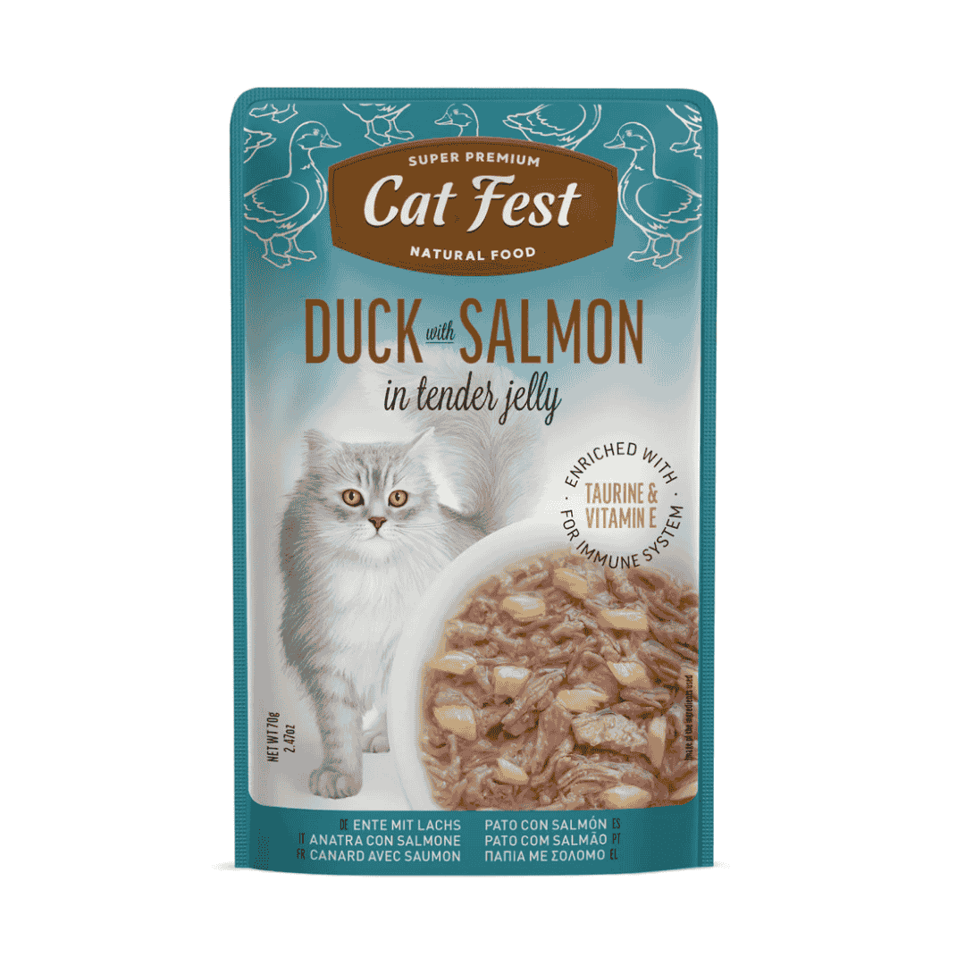 Cat Fest Duck With Salmon In Tender Jelly For Cats