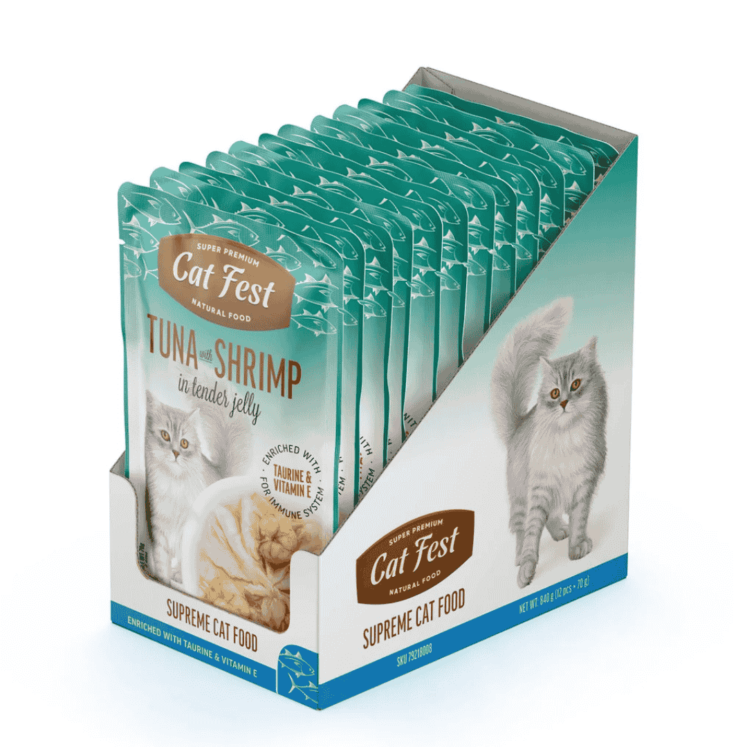 Cat Fest Tuna & Shrimp in Jelly Gourmet Seafood Cat Meal