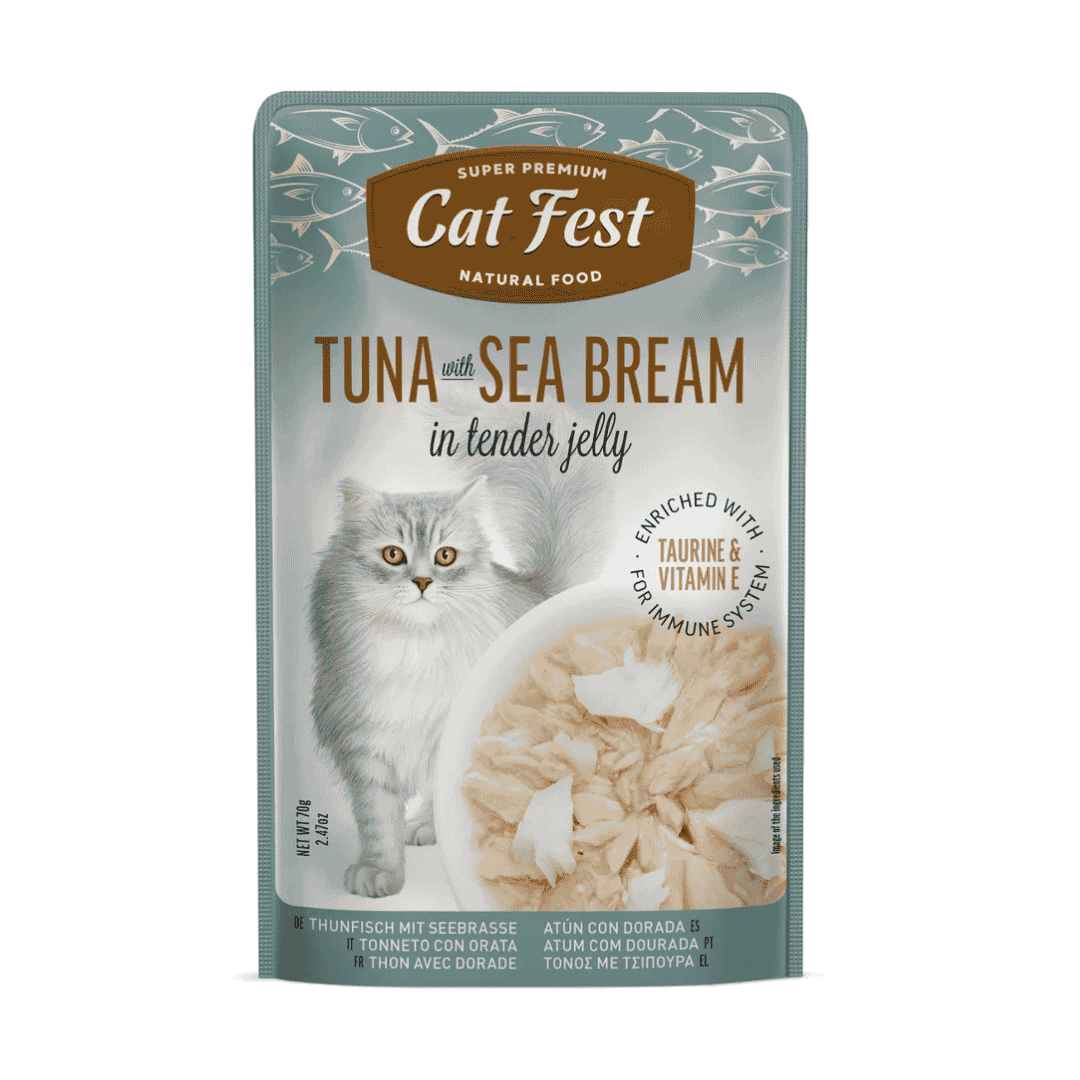 Cat Fest Tuna With Sea Bream In Tender Jelly For Cats