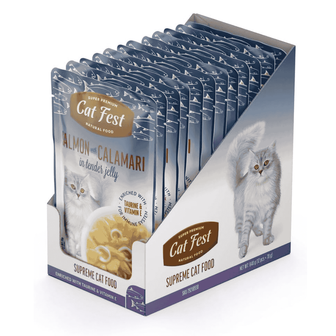 Cat Fest Salmon & Calamari in Jelly Gourmet Wet Cat Food