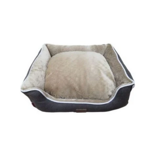 Catry Velvet Pet Cushion – 50x40x14cm Black & Beige Bed