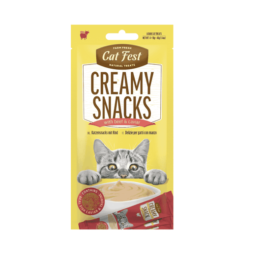 Cat Fest Creamy Snacks-Beef With Caviar 4x10g