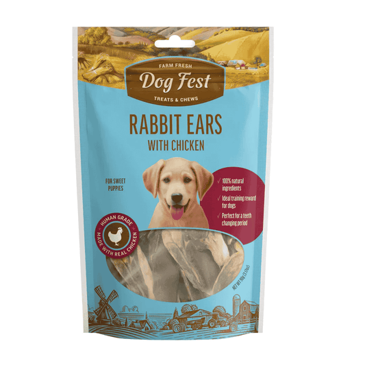Dog Fest Rabbit Ears with Chicken for Puppies – 90g (3.17oz)