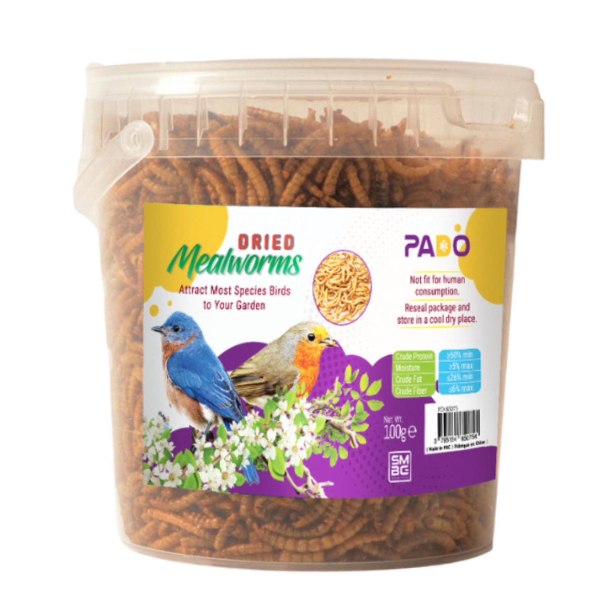 Pado Dried Mealworms 100g Natural Bird Reptile Treats