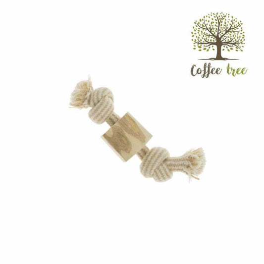 Imac Rope & Coffee Wood Dog Toy Small - 20cm