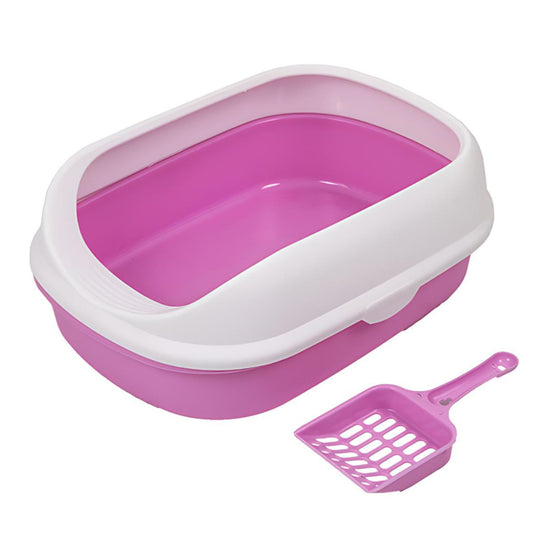 Pado Cat Litter Tray Curved Top With Scoop 41x31x14cm - Rose