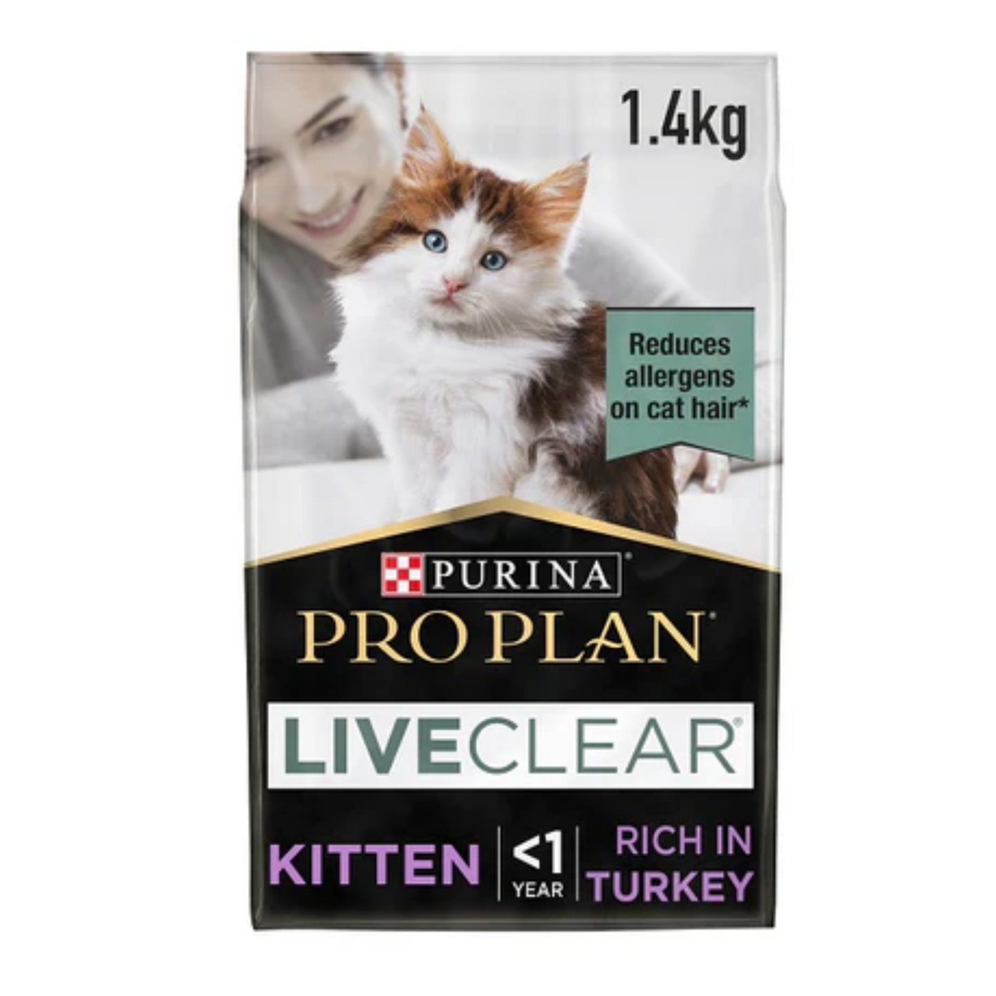 Purina Pro Plan LiveClear Kitten, Allergen Reducing Dry Cat Food with Turkey 1.4 kg
