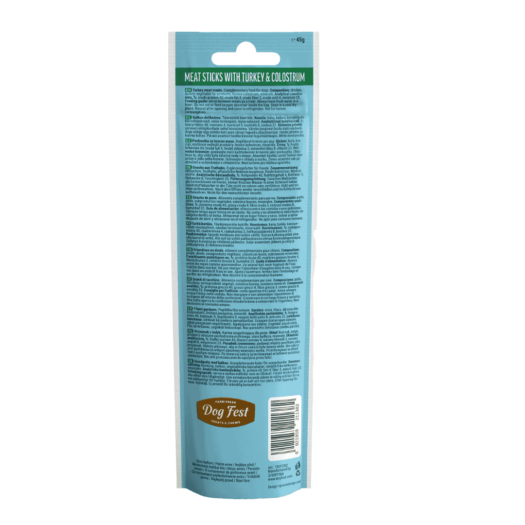Dog Fest Turkey Stick with Colostrum – 45g