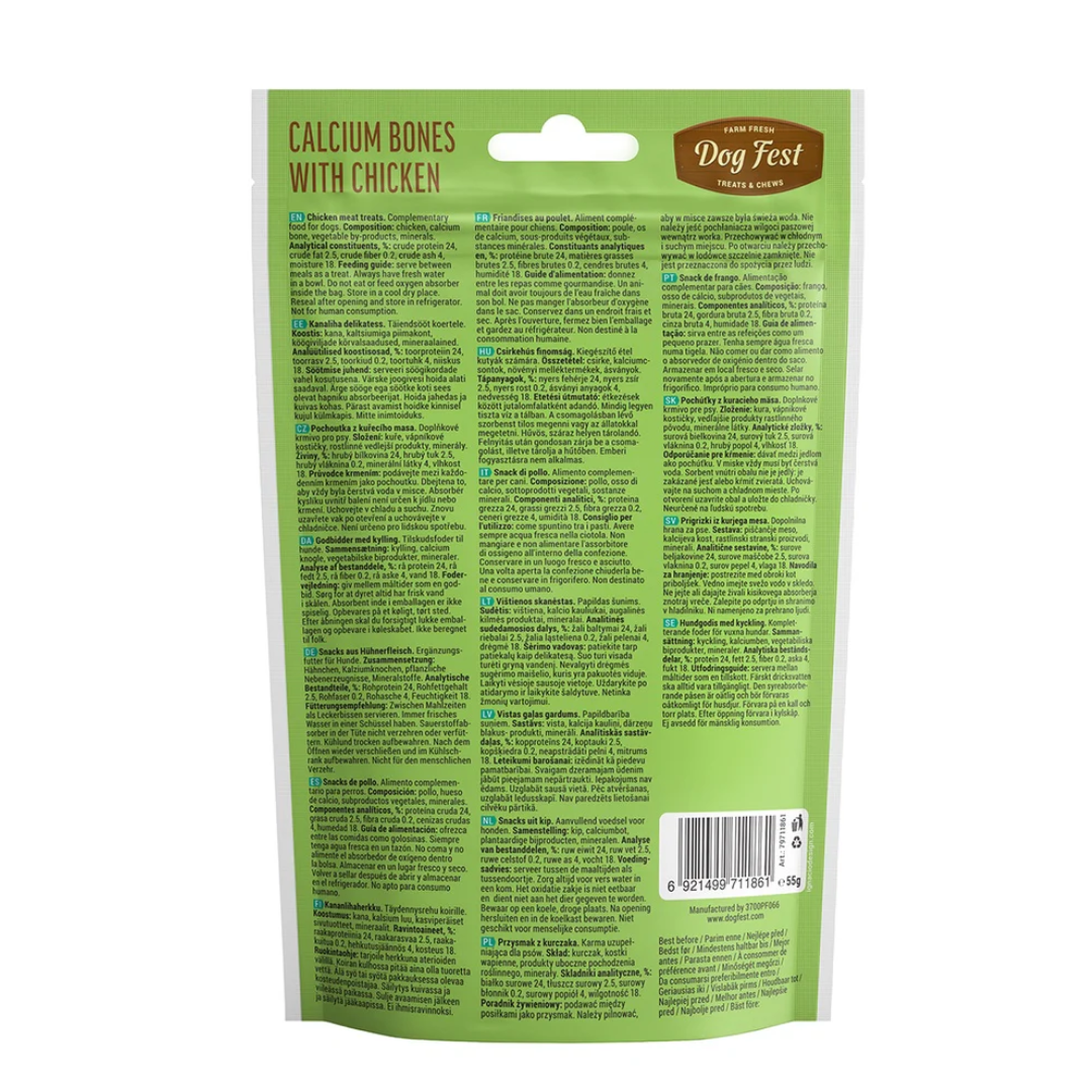Dog Fest Calcium Bones with Chicken for Mini-Dogs - 55g (1.94 oz)