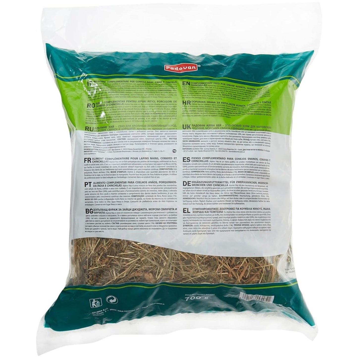 Padovan Alpine Hay Natural Bedding & Feed For Small Pets – 700g