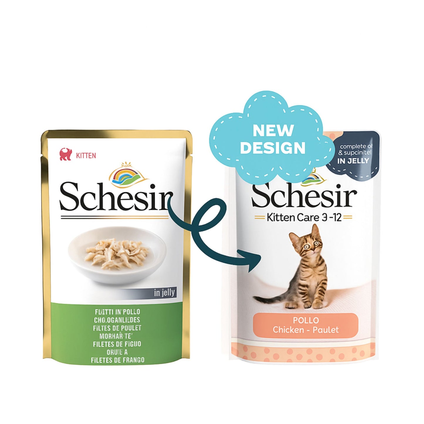 Schesir Kitten Care 3-12 In Jelly Chicken Pouch - 85g