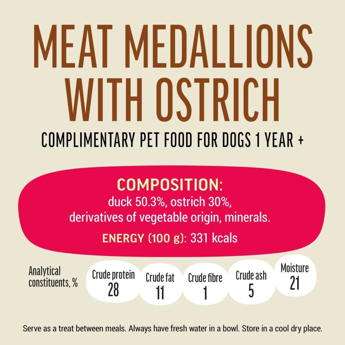 Dog Fest Medallions With Ostrich For Adult Dog – 90g