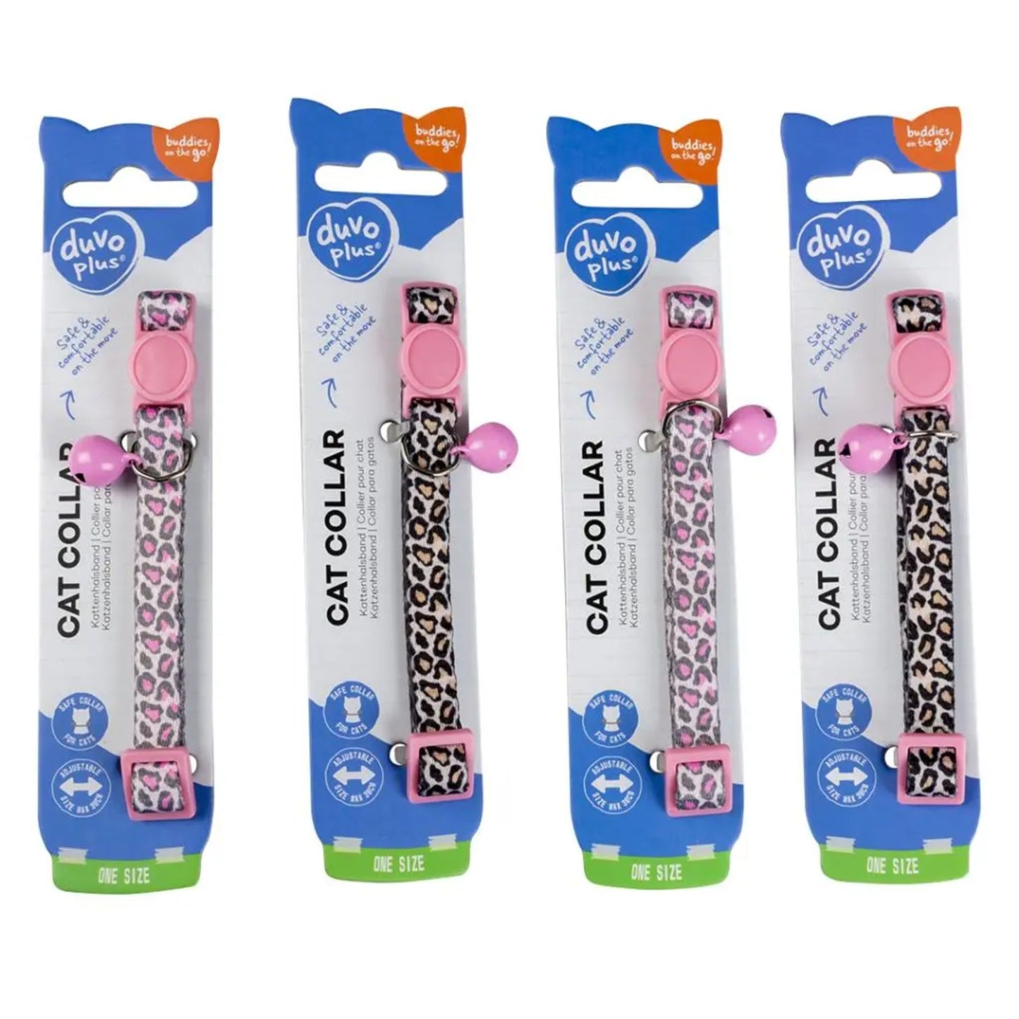 Duvo+ Cat Collar Panther Nylon  Black/Pink - 20-30 cm x 10 mm