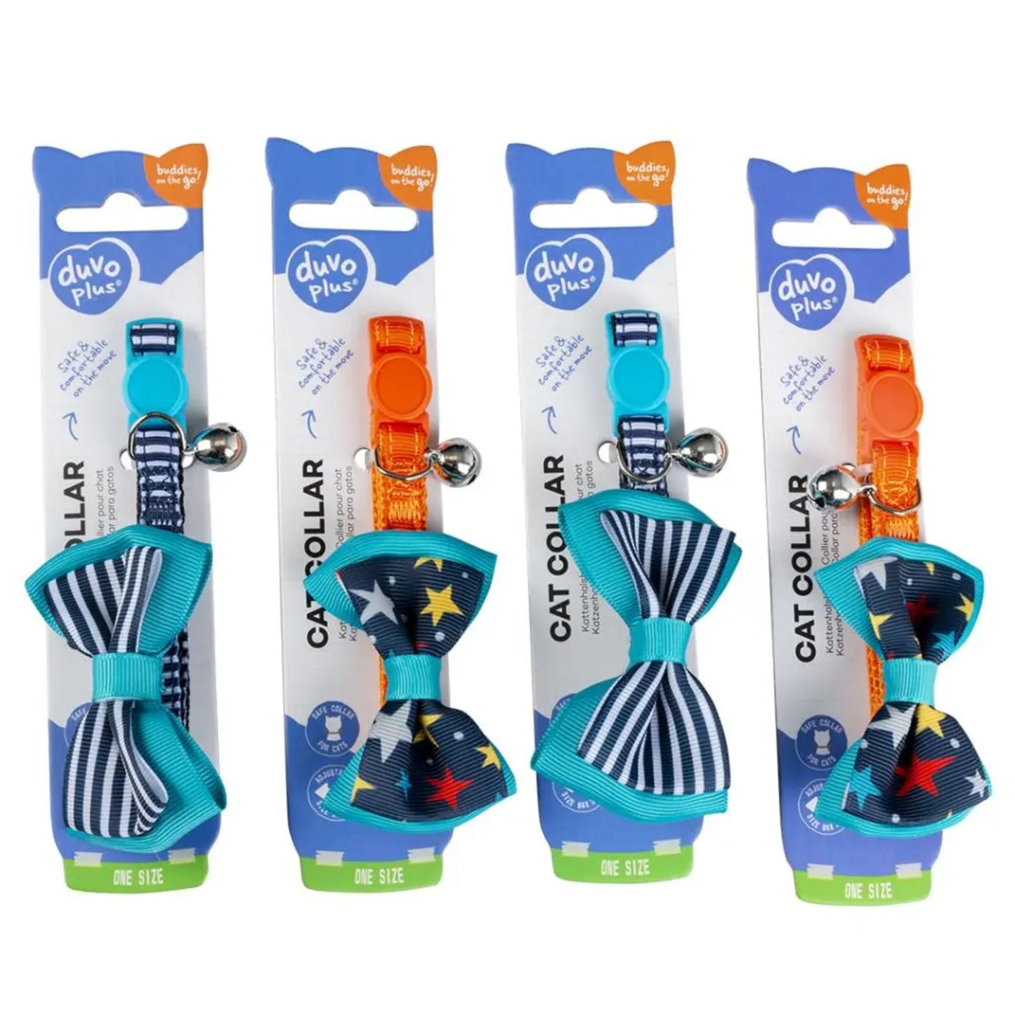 Duvo+ Cat Collar Bow Pattern Nylon Mixed Colors – 20–30 cm x 10 mm