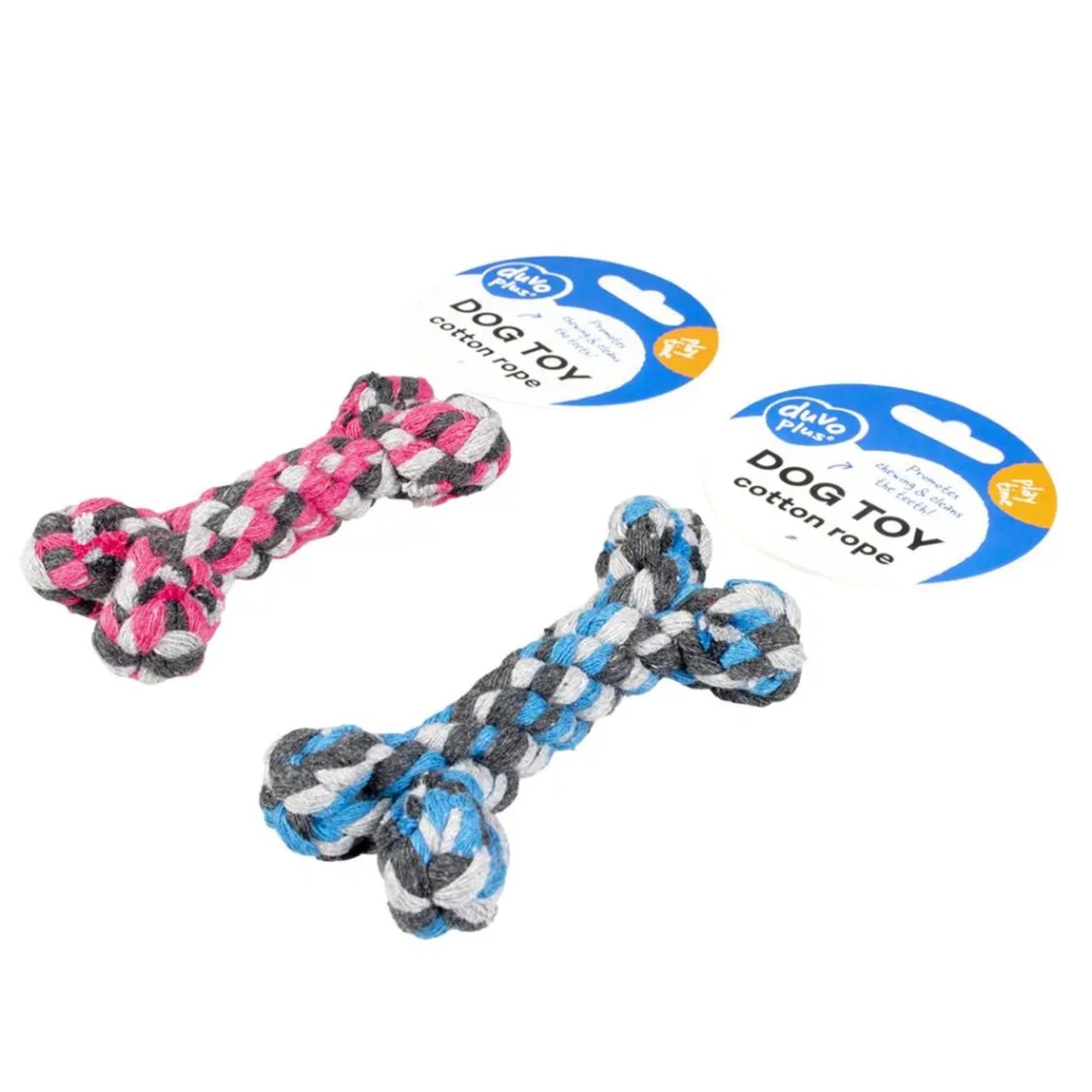 Duvo+ Knotted Cotton Bone Small Dog Chew Toy - 8cm