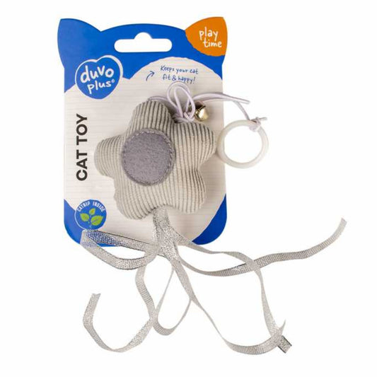 Duvo+ Cushy Star Cat Toy With Elastic & Bell Grey –  17.5x6.5x3cm