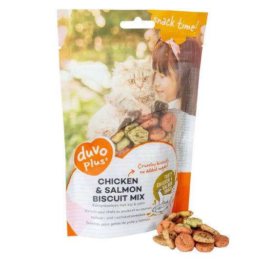 Duvo+ Chicken & Salmon Biscuit Mix for Cats – 50g Treat Bag
