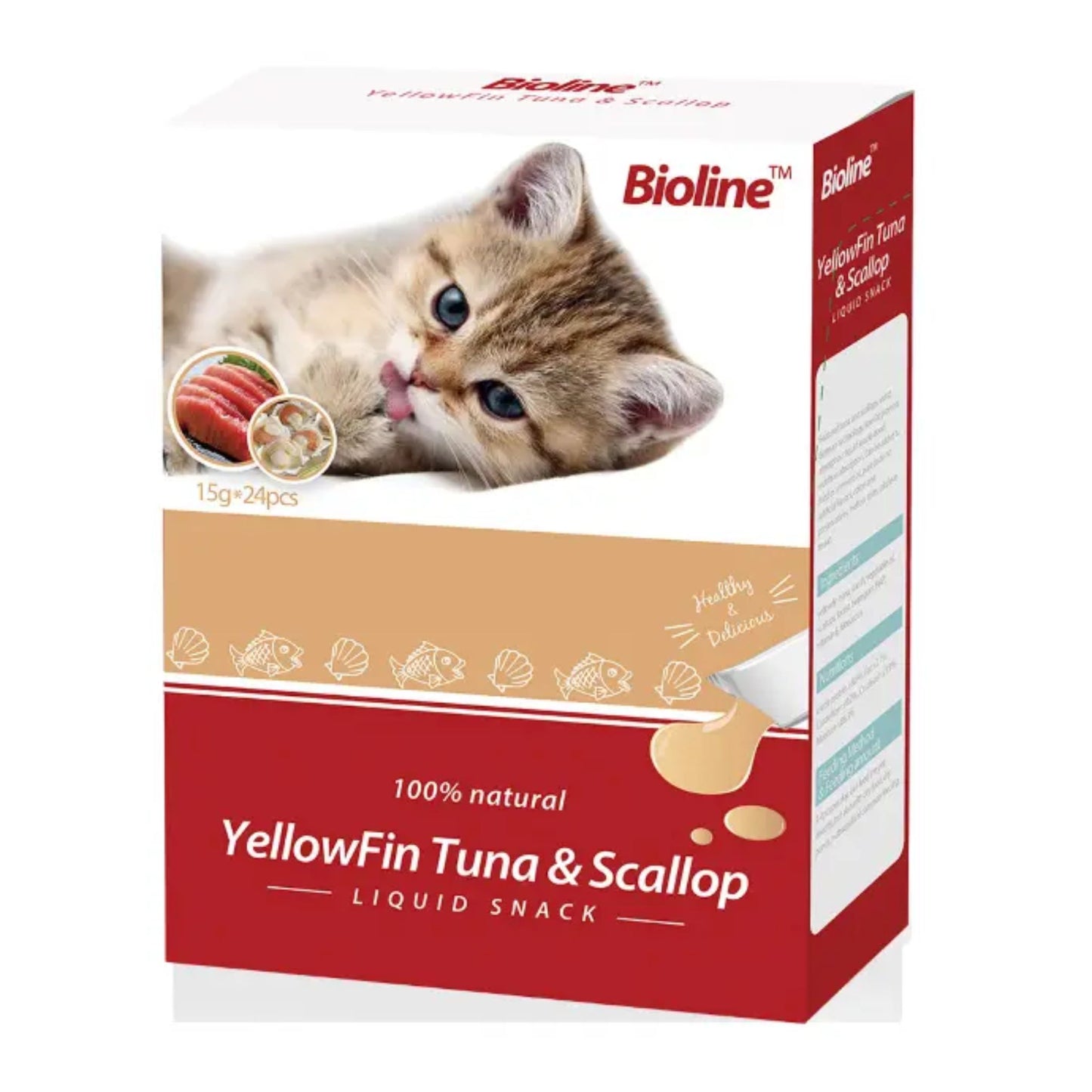 Bioline Cat Treats Yellowfin Tuna & Scallop Mix - 15g x 24