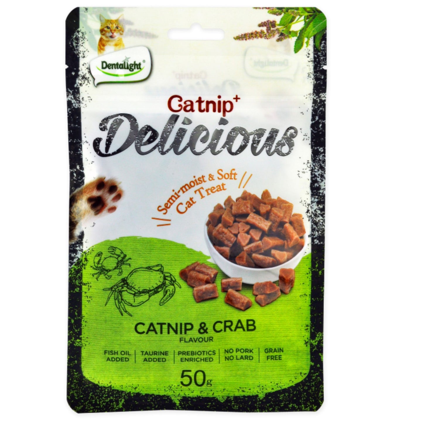 Dentalight Semi Moist & Soft Cat Treat With Catnip & Crab - 50g