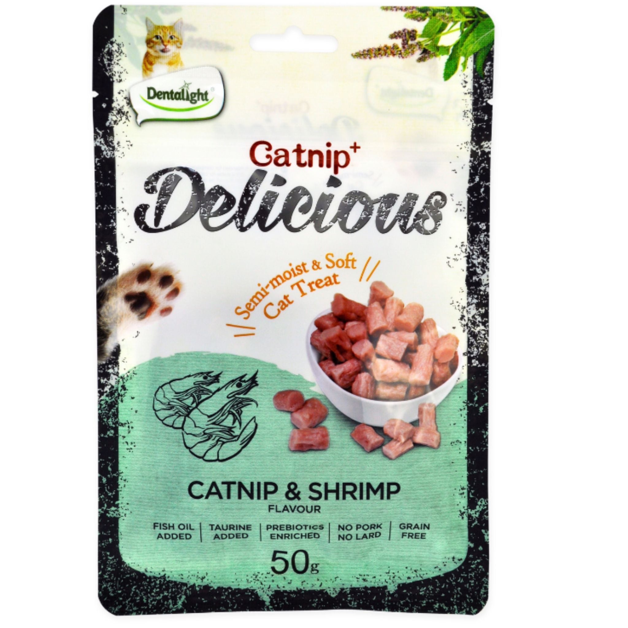 Dentalight Semi Moist & Soft Cat Treat With Catnip & Shrimp - 50g