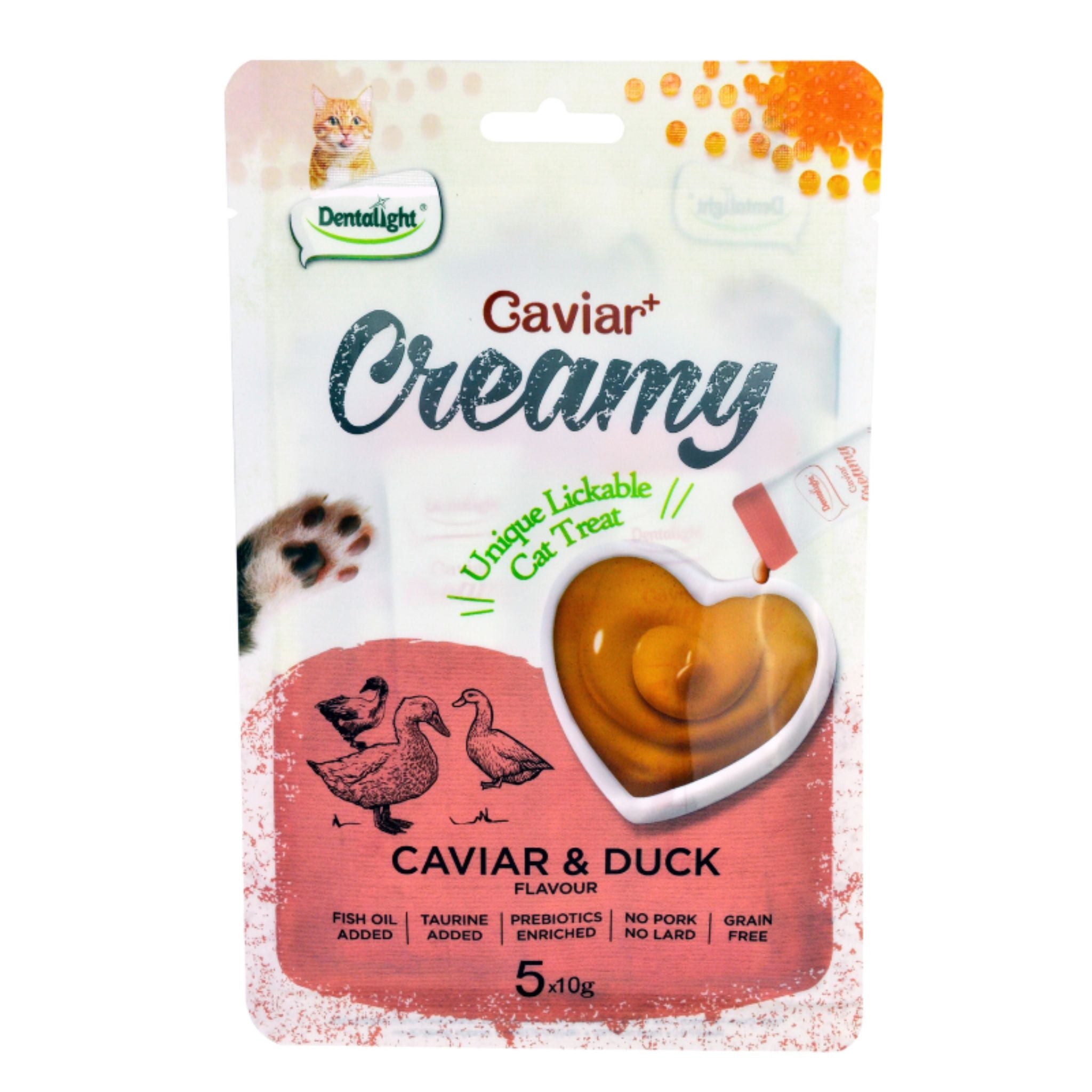 Dentalight Creamy Lickable Cat Treat With Caviar & Duck - 5pcs/10g