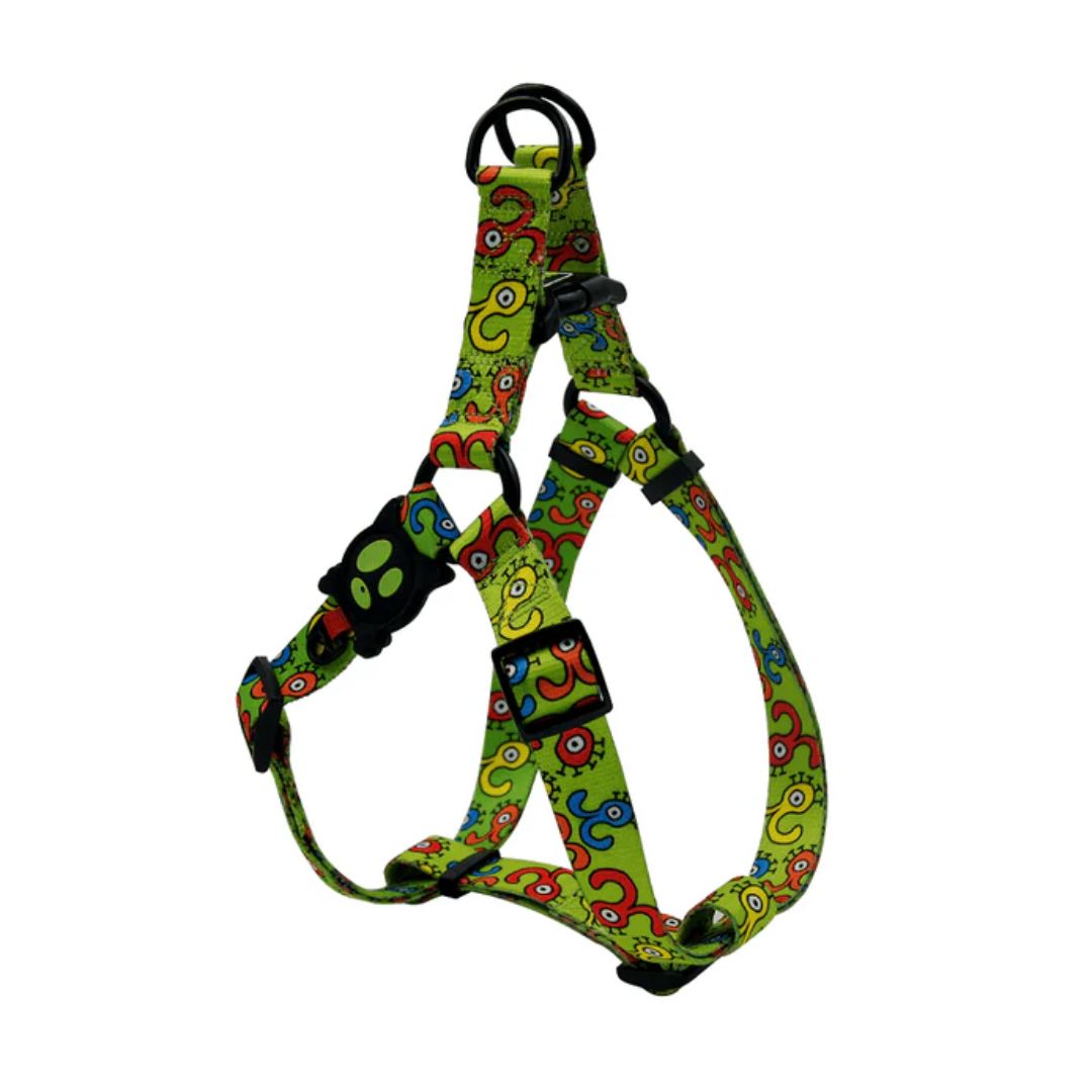 Doco Loco Step-In Harness Pattern/Texture: Green Monster, Sizes: S