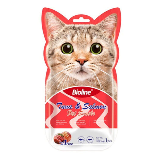 Bioline Cat Treats Tuna & Salmon Flavor - 5x15g