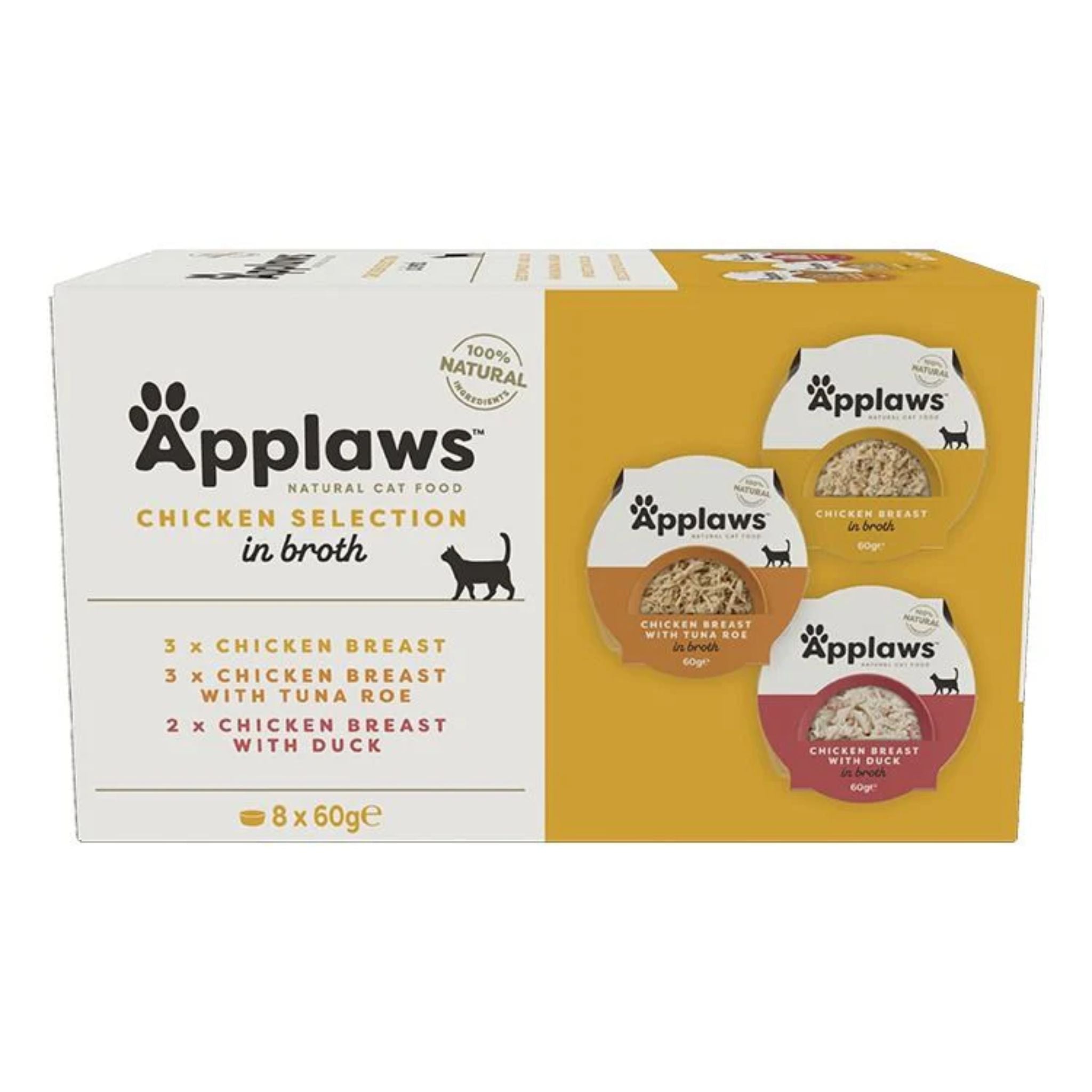 Applaws Chicken Selection In Broth Adult Wet Cat Food - 8x60g