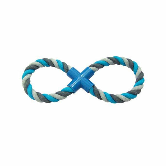 Duvo+ Tug Toy Knotted Cotton 8- Pull Ring 33cm Grey/Blue