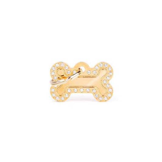 My Family Small Bone Glam Gold Dog ID Tag