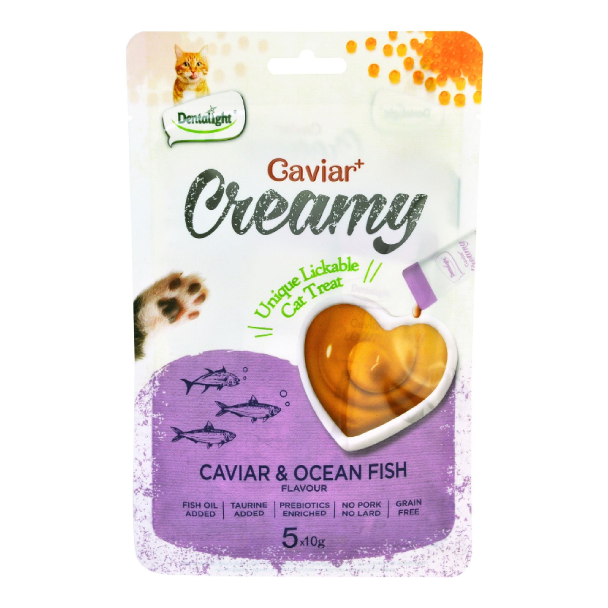 Dentalight Creamy Lickable Cat Treat With Caviar & Ocean Fish - 5pcs/10g