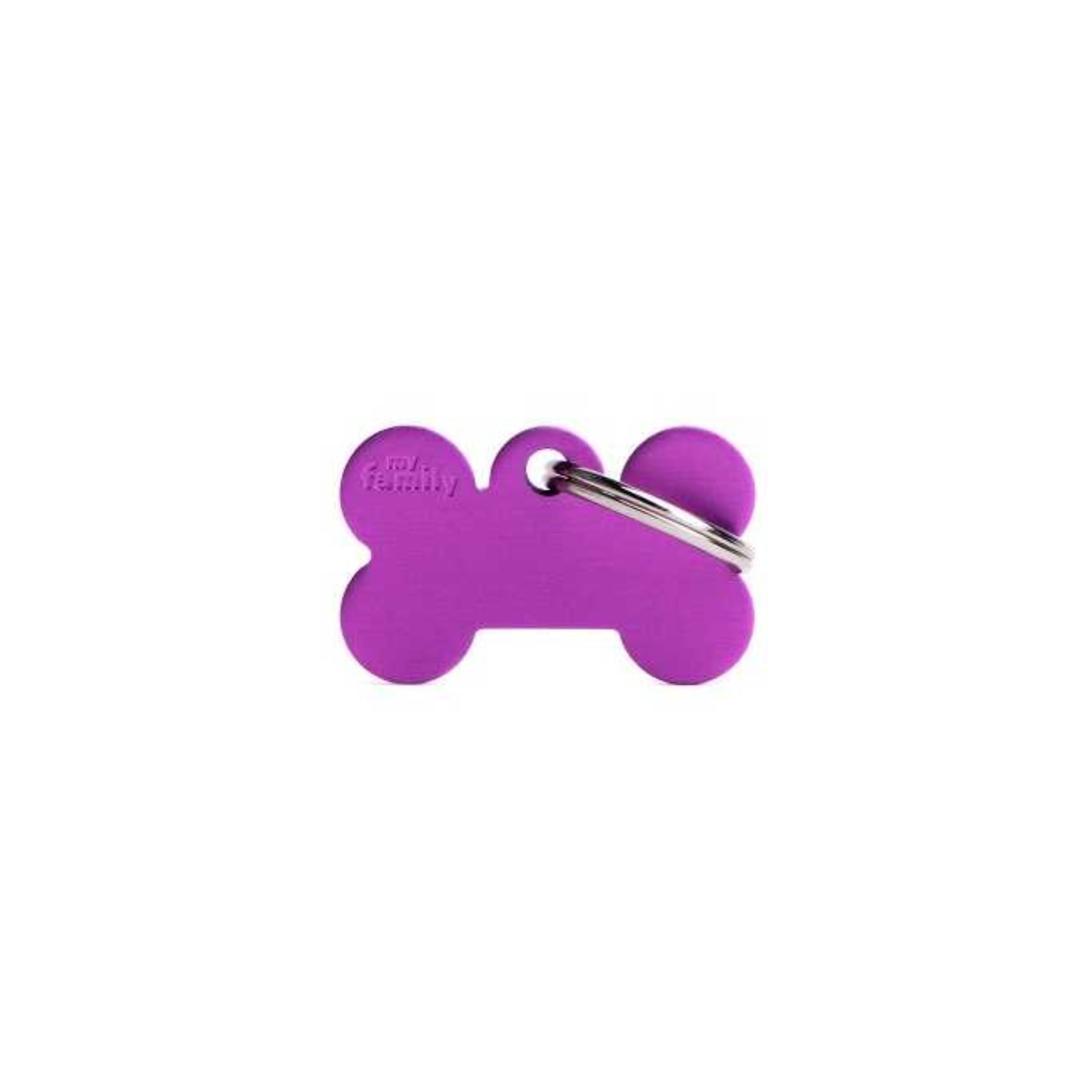 My Family Small Bone Dog ID Tag - Purple