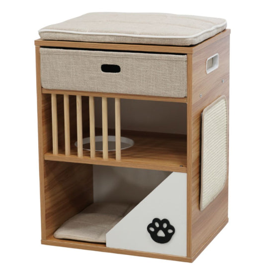 Catry Bedside Box Cat House with Scratcher 48x38x65cm