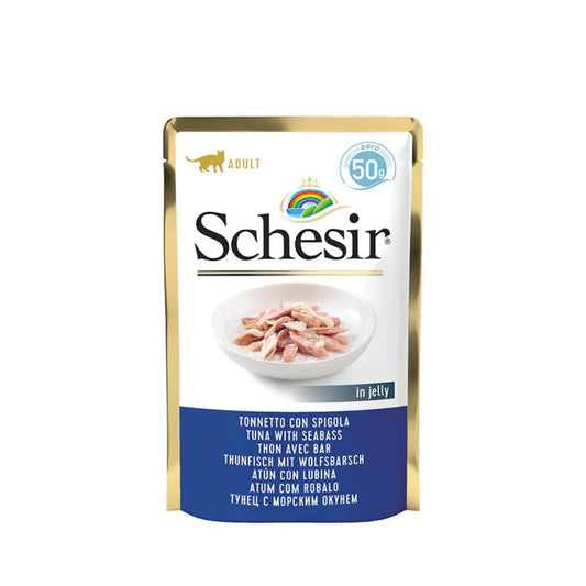 Schesir Cat Pouch Tuna with Seabass wet food 50G