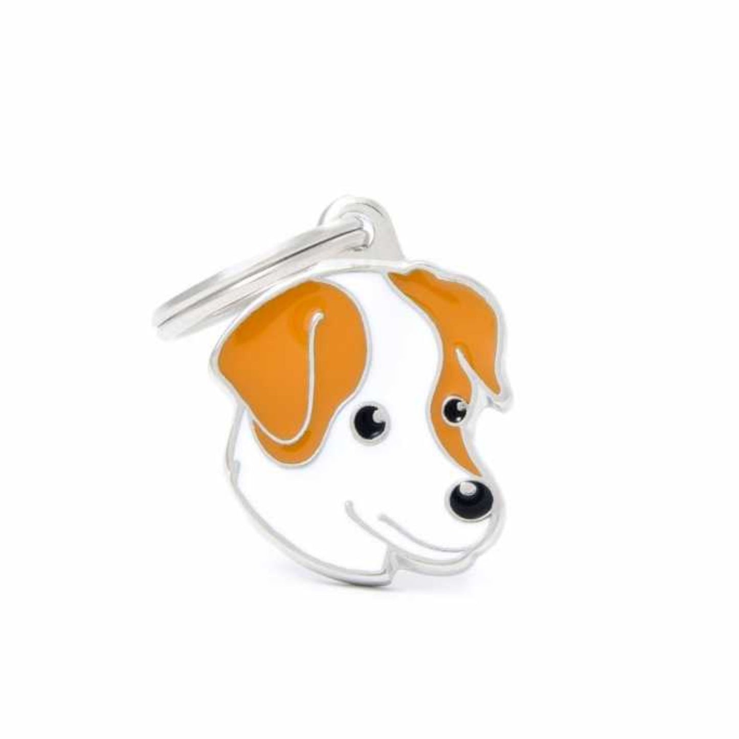 My Family White Brown Jack Russel Pet ID Tag