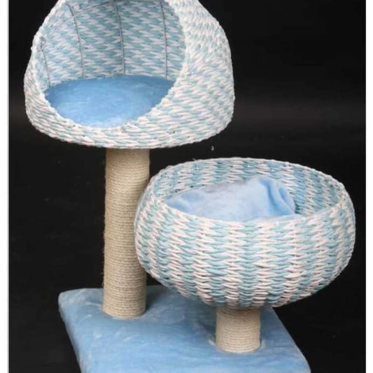 Catry Cat Tree With Cushion And Scratcher 45x45x79cm, Color : Blue