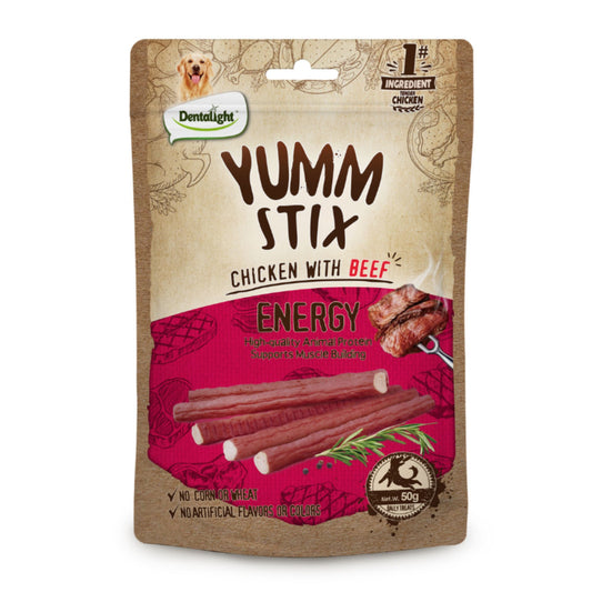 Dentalight Yumm Stix Dog Treats With Chicken & Beef - 50g