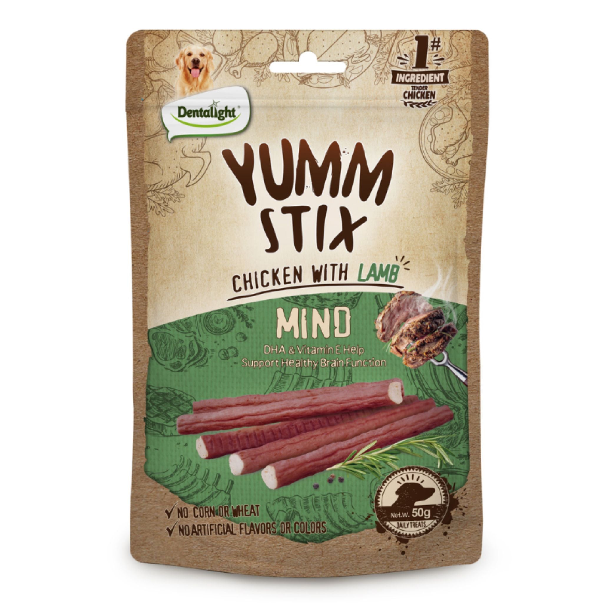 Dentalight Yumm Stix Dog Treats With Chicken & Lamb - 50g