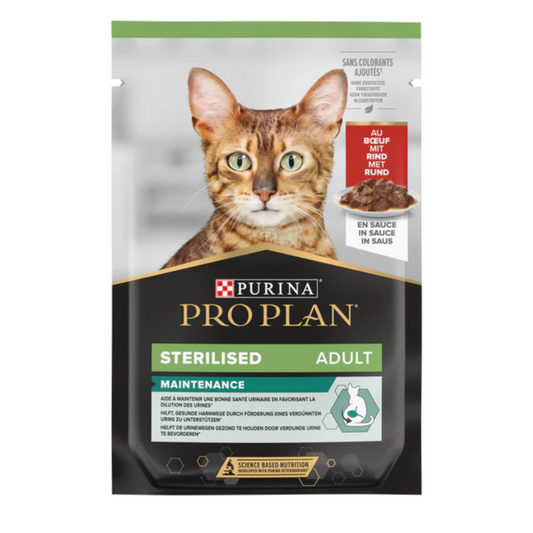 Purina Pro Plan Sterilised Wet Cat Food with Beef Grilled in Gravy, 26 x 85g