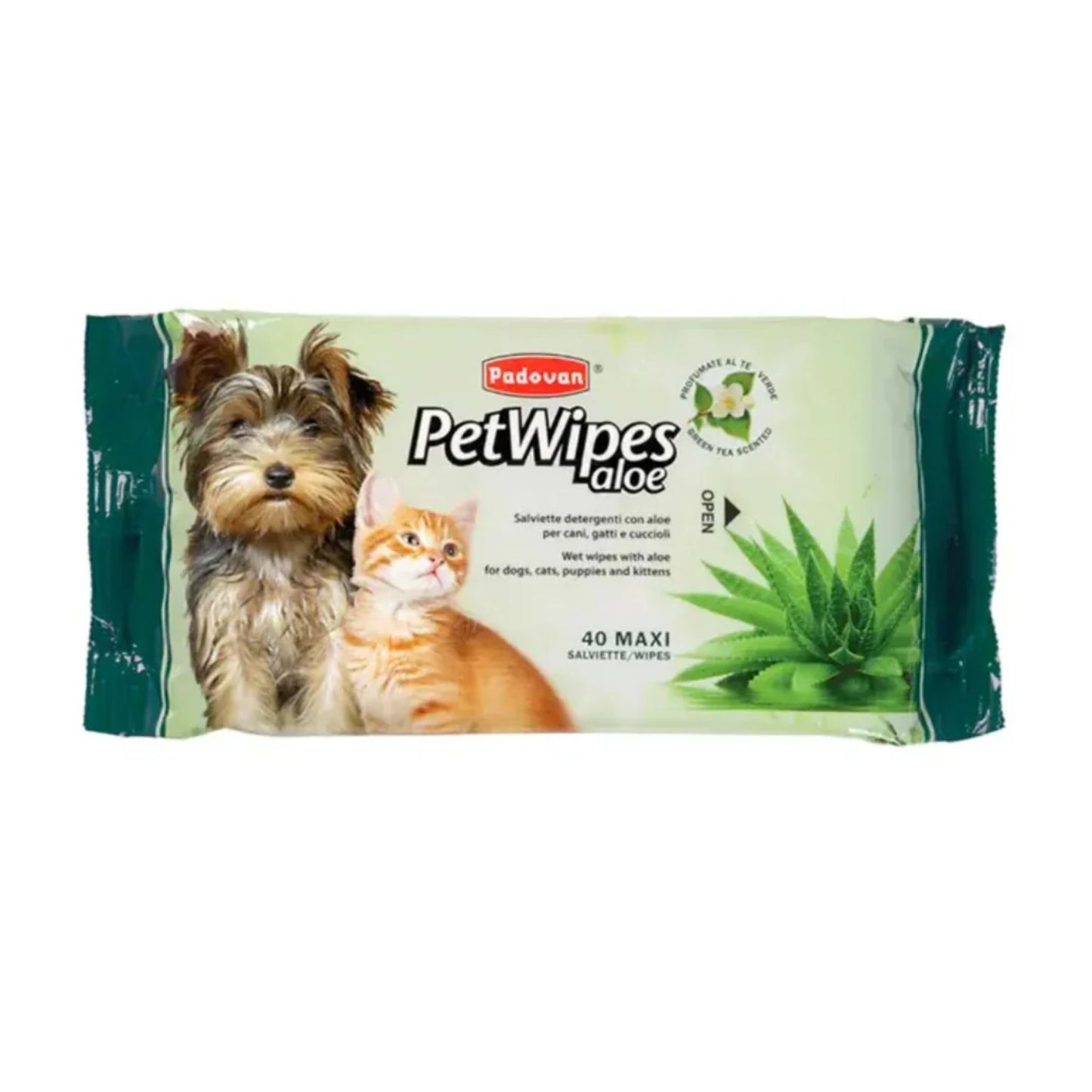 Padovan Aloe Pet Wipes – 40pcs Gentle Cleaning for Dogs & Cats