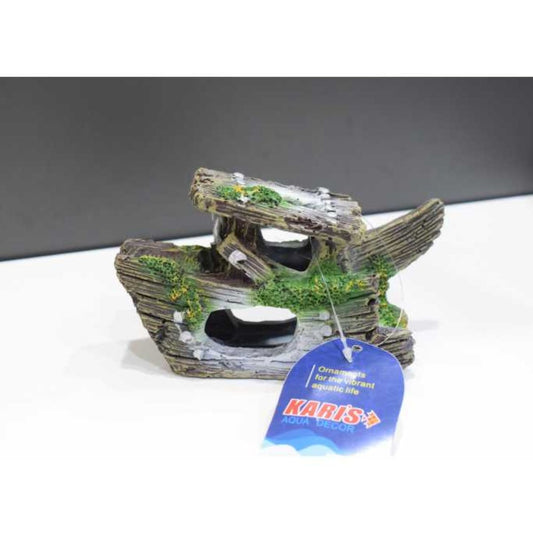 Karis Aquarium Ornament – Stone Log Decor – 15×6×9 cm