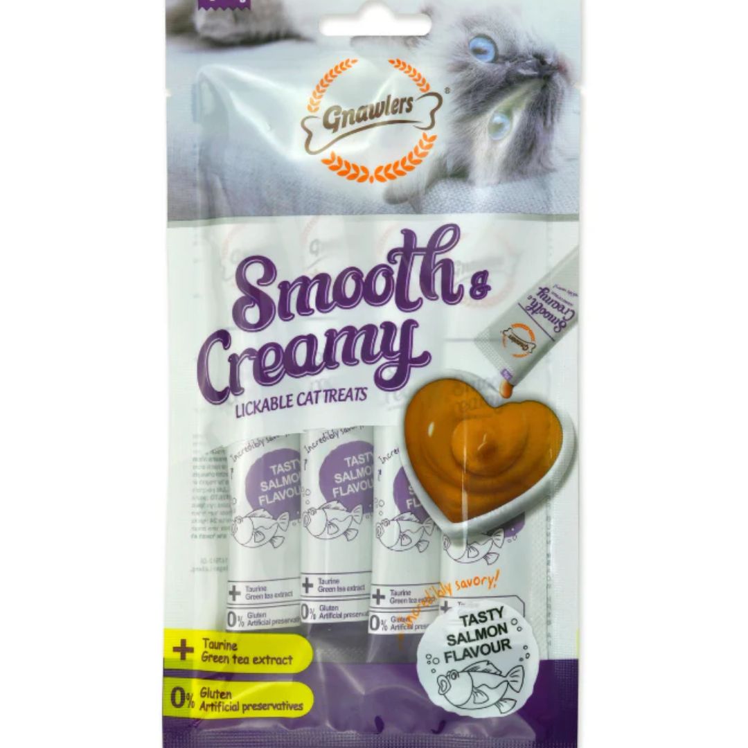 Gnawlers Smooth & Creamy Cat Treats – Salmon Flavor (4x15g)