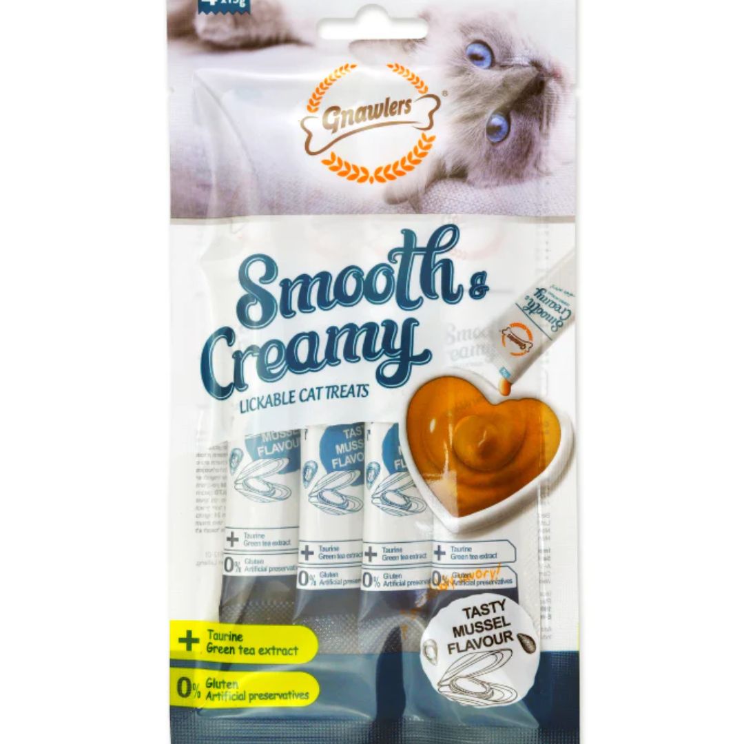 Gnawlers Smooth & Creamy Cat Treats – Mussel Flavor (4x15g)