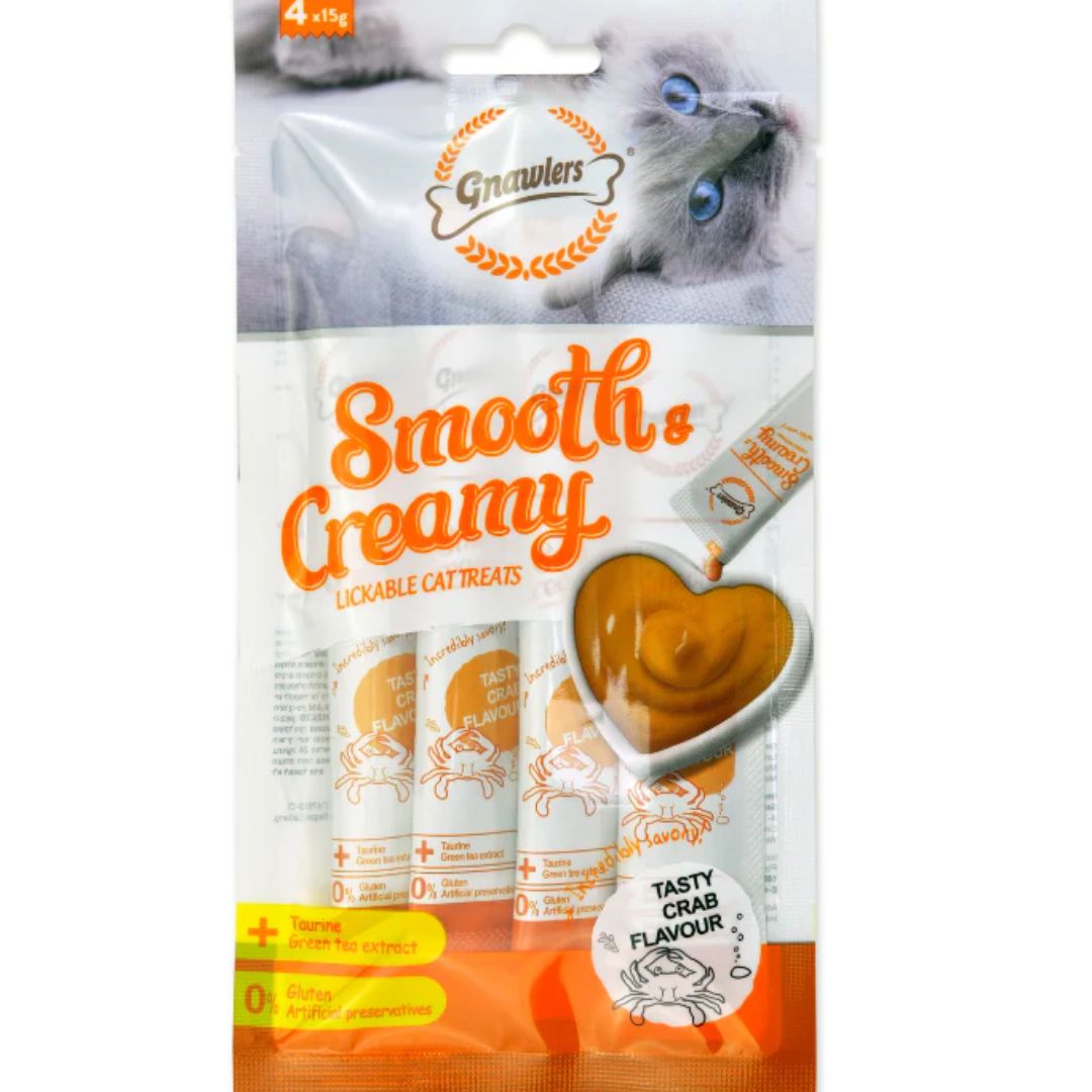 Gnawlers Smooth & Creamy Cat Treats – Crab Flavor (4x15g)